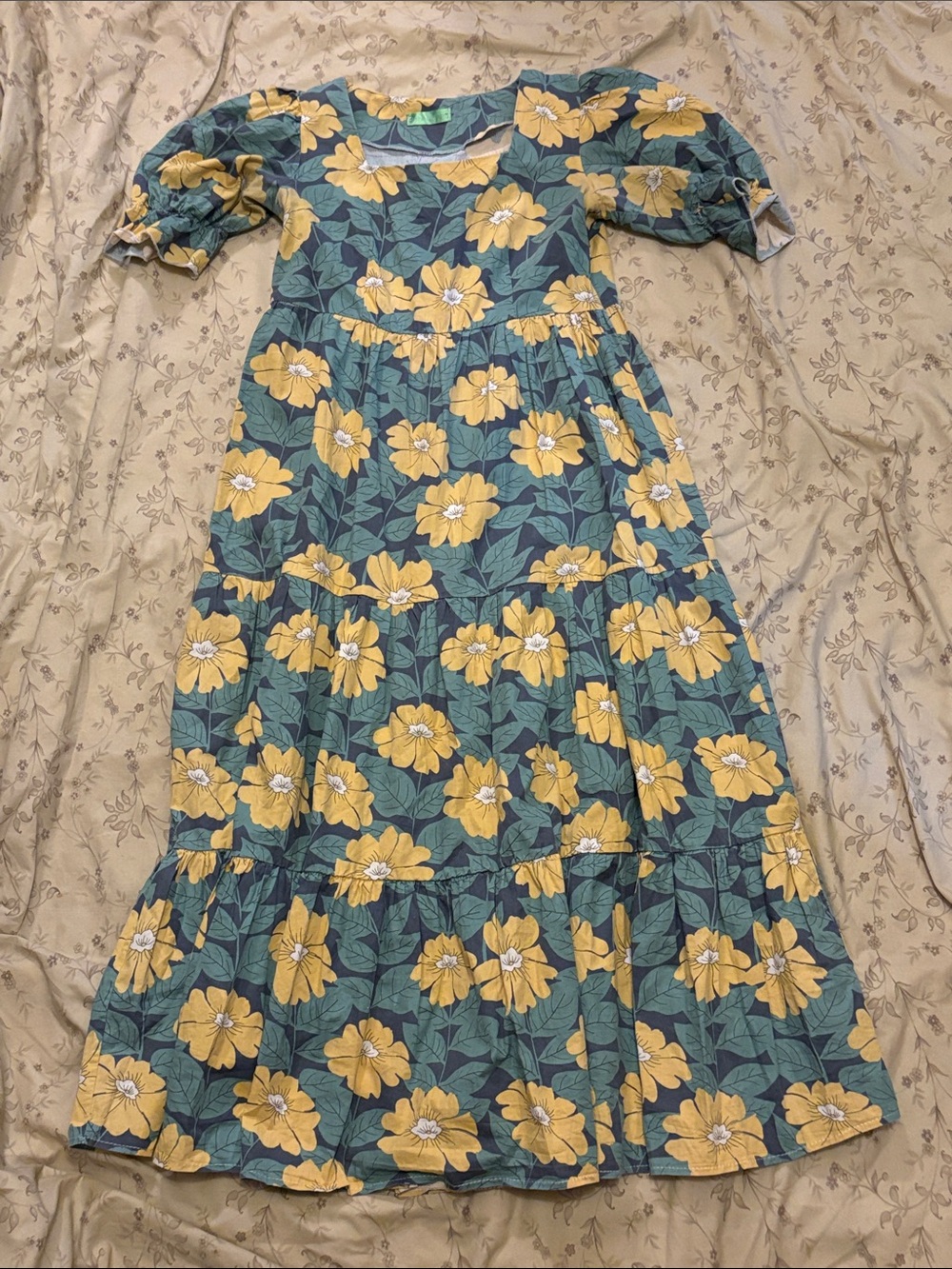 Jannat Floral Hand-Block Printed Tiered Maxi Dress